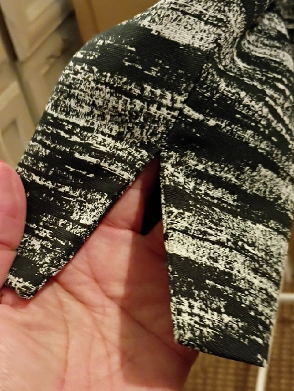 Kasper Black and White Textured Open-Front Jacket - Picture 4 of 4